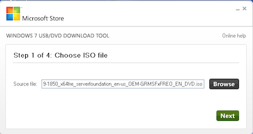 Microsoft's Windows 7 USB/DVD Download Tool